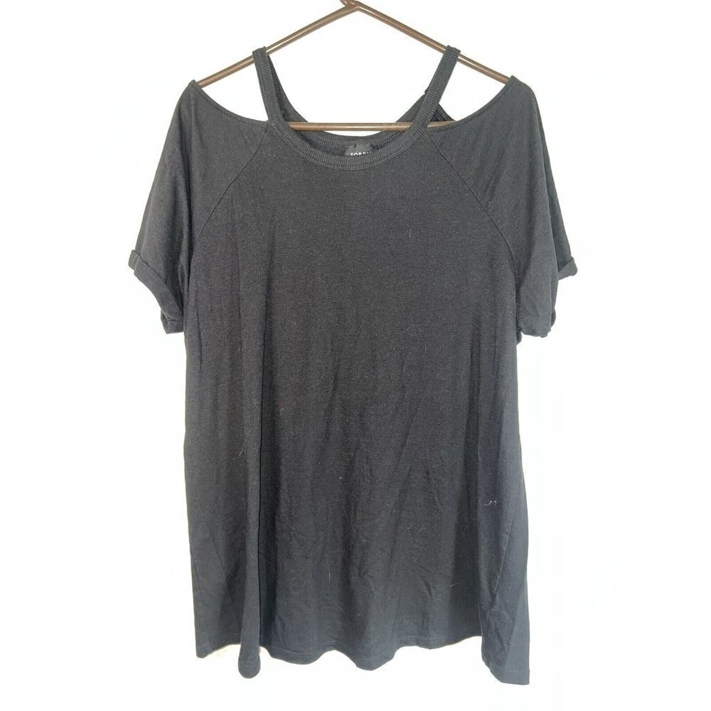 TORRID Cold Shoulder Black Tee Shirt Plus 2X Stretchy Size 2 T-Shirt C1